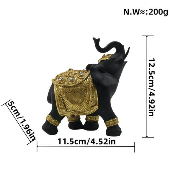 Nordic Modern Polyresin Elephant Figurine Home Decor, Home Decoration Furnishing Animal Ornament Resin,Black and Gold Elephant-Left