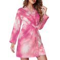thumbnail image 1 of Tie Dye Spiral Pajama Robe V Neck Circle Pattern Bathrobe Lady Long-Sleeve Soft Pajamas Robes Spring Aesthetic Dress, 1 of 5