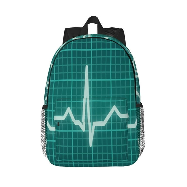 Lukts ECG Wave Pattern 15 Inch Student Backpack, Waterproof Laptop Backpack with Adjustable Shoulder Straps, Lightweight Travel, Campus Backpack, Unisex