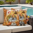 thumbnail image 4 of Burnt Orange Pumpkins Fall Outdoor Waterproof Pillow Covers, Thanksgiving Botanical Wooden Retro Decorative Square Throw Pillowcase Sofa Cushion Sham for Patio/Couch/Chair, 18"x18" 2 Pack, 4 of 8