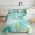 thumbnail image 2 of Abstract Marble Art Bedding Set Green Golden Marble Twin Down Comforter For Women Men,Gradient Marbling Comforter Sets Modern Simple Stone Grain Watercolor Bed Set, 2 of 7