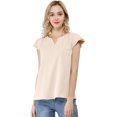 thumbnail image 1 of Camiseta Manga Tulipán Cuello En V Básico Para Mujer Beige L, 1 of 4