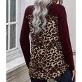 thumbnail image 4 of Camisa con cuello en V Otoño Invierno Leopardo Impreso Empalme Bolsillo en el pecho Manga larga Casual Mujer Top para diario Rojo XXL, 4 of 6