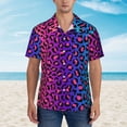 thumbnail image 2 of Pofeuu Leopard Neon Rainbow Gradient Print Hawaiian Shirt for Men Sleeves Casual Button Down Summer Beach Dress Shirts T-Shirts,3X-Large, 2 of 7