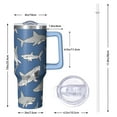 thumbnail image 2 of 40 oz Shark Theme Tumbler Handle Straw 40oz Shark Tumbler Spill Proof Lid Double Insulated Travel Coffee Cup Shark Lover Gifts Travel Accessories Must Have, 2 of 2