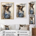thumbnail image 4 of Designart "Minimalist Blue Cowgirl Artwork" Cowgirls Floater Framed Wall Art Prints, 4 of 5