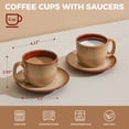 thumbnail image 2 of Stoneware Coffee Cups with Saucers, 6 Oz Cappuccino Cups Set of 4,Brown Yellow, 2 of 8