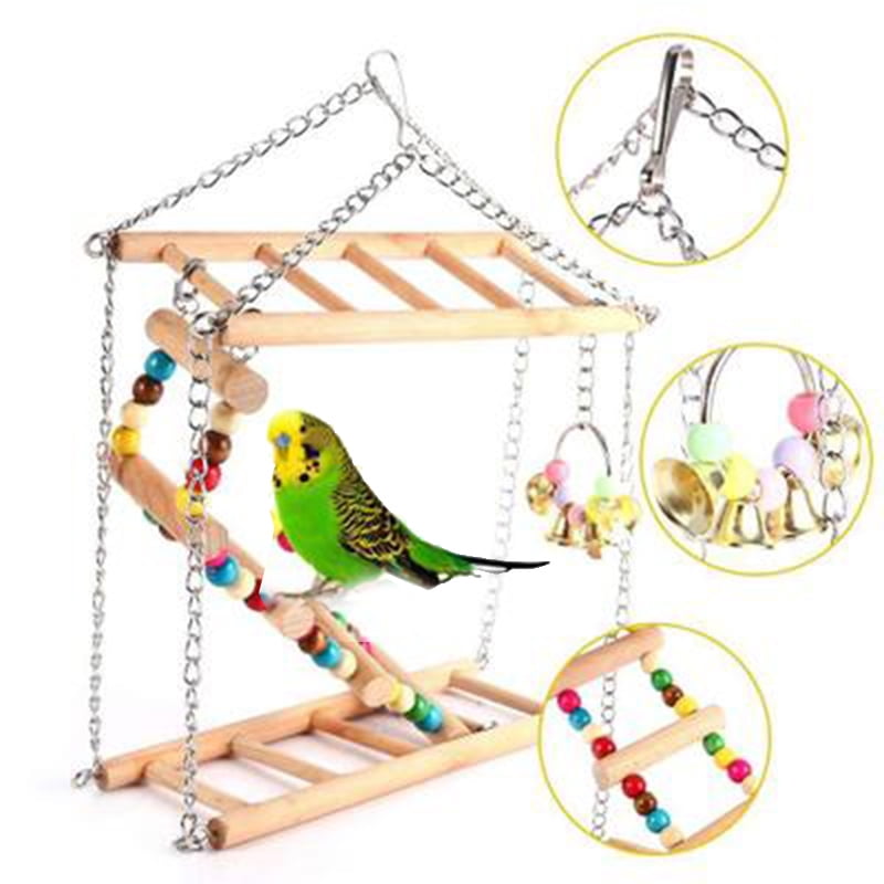 Hamster Ladder Wooden Suspension Bridge Pet Hanging Ladder Steps Stairs
