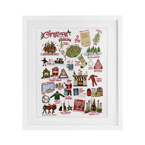 Stupell Industries - Fun Christmas Traditions White Framed Print Under Glass, 17 x 21, Made In USA