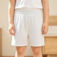 thumbnail image 2 of VBTAPA Boys Girls Cotton Athletic Shorts, Toddler Athletic Basketball Short Pants, Solid Summer Soccer Shorts, Kids School Sports Jogger Shorts White 4-5 Years, 2 of 7