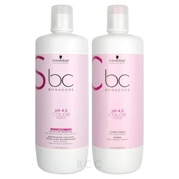 Schwarzkopf BC Bonacure pH 4.5 Color Freeze Rich Micellar Shampoo 33.8 oz and Conditioner 33.8 oz Litter Duo