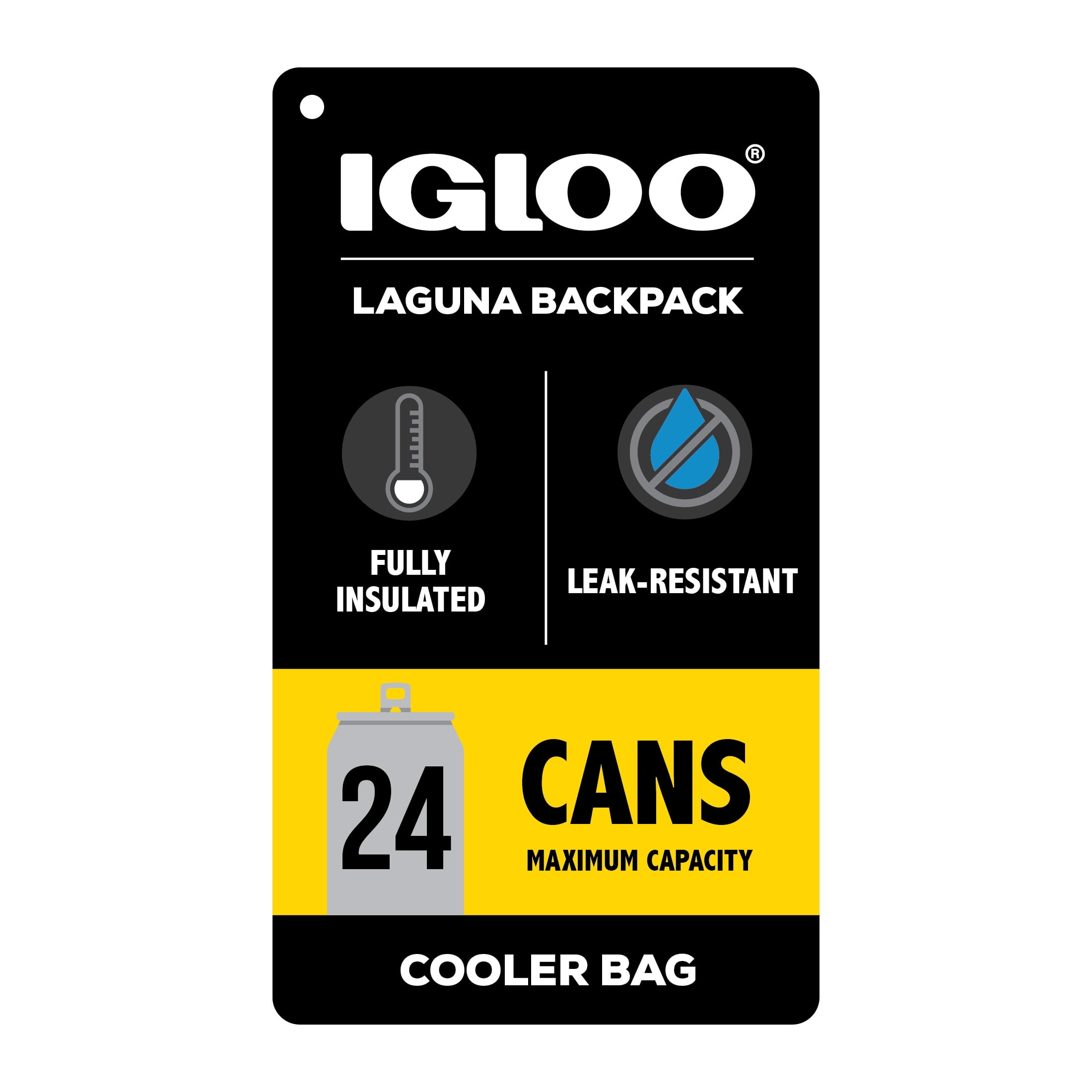 Igloo Laguna Soft Sided Cooler Backpack, 24 Can Capacity, Gray Twill with Ibiza Blue
