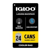 Igloo Laguna Soft Sided Cooler Backpack, 24 Can Capacity, Gray Twill with Ibiza Blue