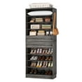 thumbnail image 3 of Homieasy 10-Tier Shoe Cabinet with 2 Drawers, 65cm Width Freestanding Closet Organizer with Adjustable Storage Shelves & Side Hooks –for Entryway, Bedroom, Living Room,Gray Oak, 3 of 9