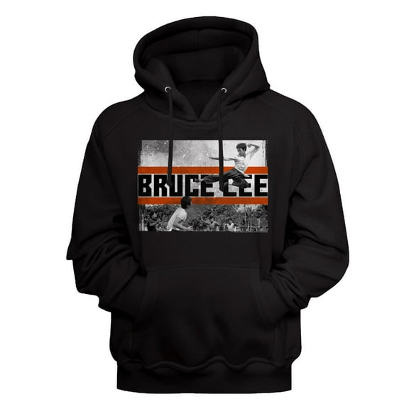 Bruce Lee Fly Kick Black Adult Pullover Hoodie Sweatshirt