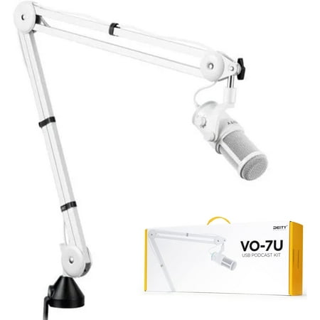 Deity VO-7U Boom Arm Kit USB Dynamic Podcast Microphone with RGB Lighting Effect for Broadcast (White)