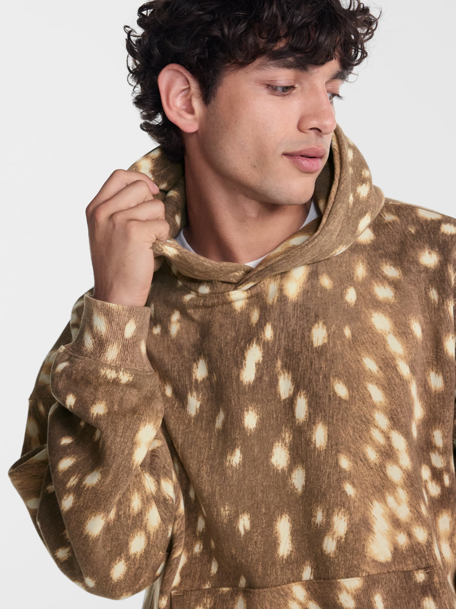 No Boundaries Boxy Fit Oversized Fleece Hoodie with Long Sleeves, Men's XS-4XLT