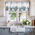 thumbnail image 2 of Fall Blue Pumpkin Farmhouse Short Window Curtain Valances, Thanksgiving White Eucalyptus Flower Rod Pocket Kitchen Valances for Living Room Bedroom Bathroom Cafe 54" x 18", 2 of 8
