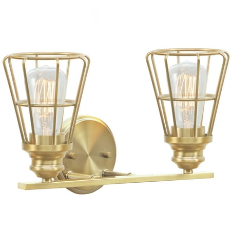 

Aspen Creative 62239 Two-Light Metal Bathroom Vanity Wall Light Fixture 16 Wide Transitional Design in Antique Brass