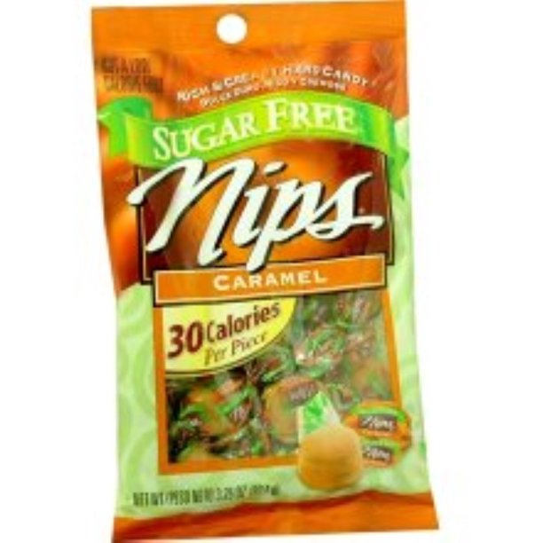Nips Sugar Free Hard Candy Caramel 12 pack (3.25oz per pack) (Pack of 4