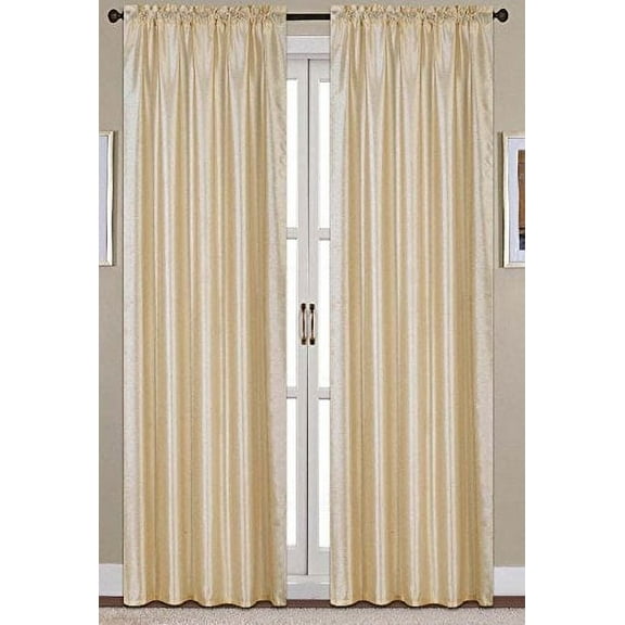 Luxury Home Textile Beige Rod Pocket Curtain Panel Pairs, 55 x 84 in (2 Panels)