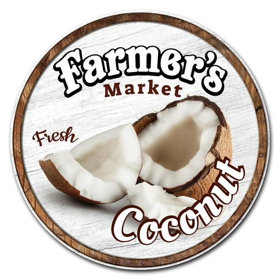 SignMission C-24-CIR-WS-Coconut Corrugated Plastic Sign with Stakes 24 in. Circular - Farmers Market Coconut