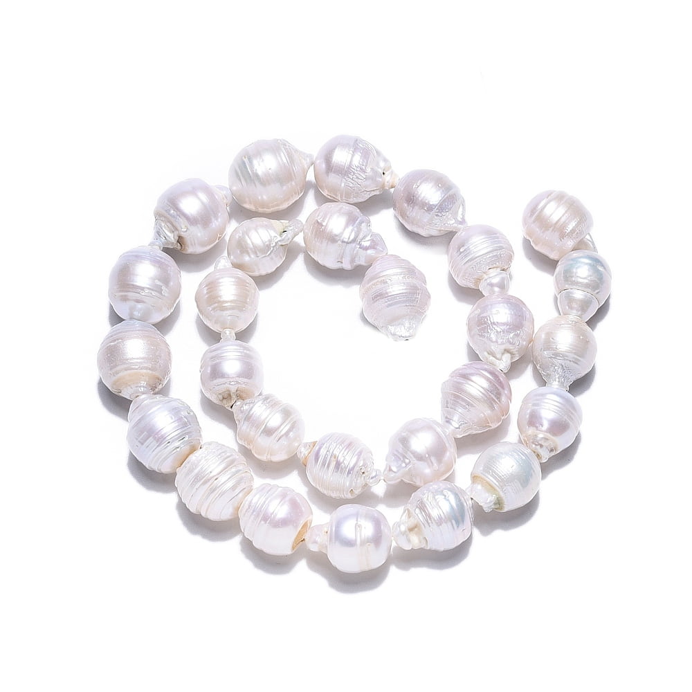 Natural Baroque Pearl Keshi Pearl Beads Strands Cultured Freshwater Pearl Round Seashell Color 13~19.5x10~15mm Hole: 0.5mm about 27~29pcs/strand 15.68~15.87''(39.2~40.3cm)