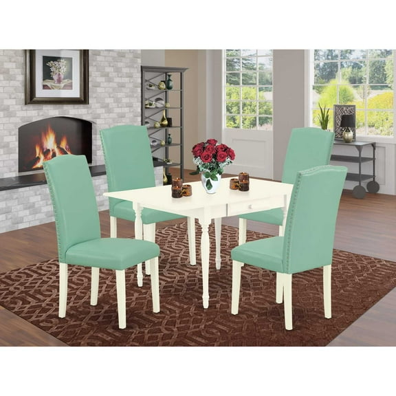 East West Furniture Monza 5-piece Wood Dining Set with Full Back Chairs in White