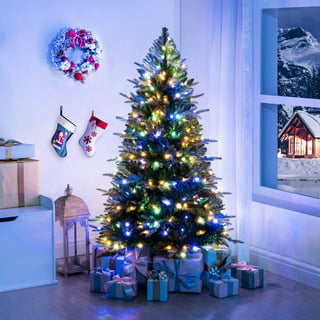 Pre-Lit 7.5' Flocked Utah Fir Artificial Christmas Tree with 500 Lights ...