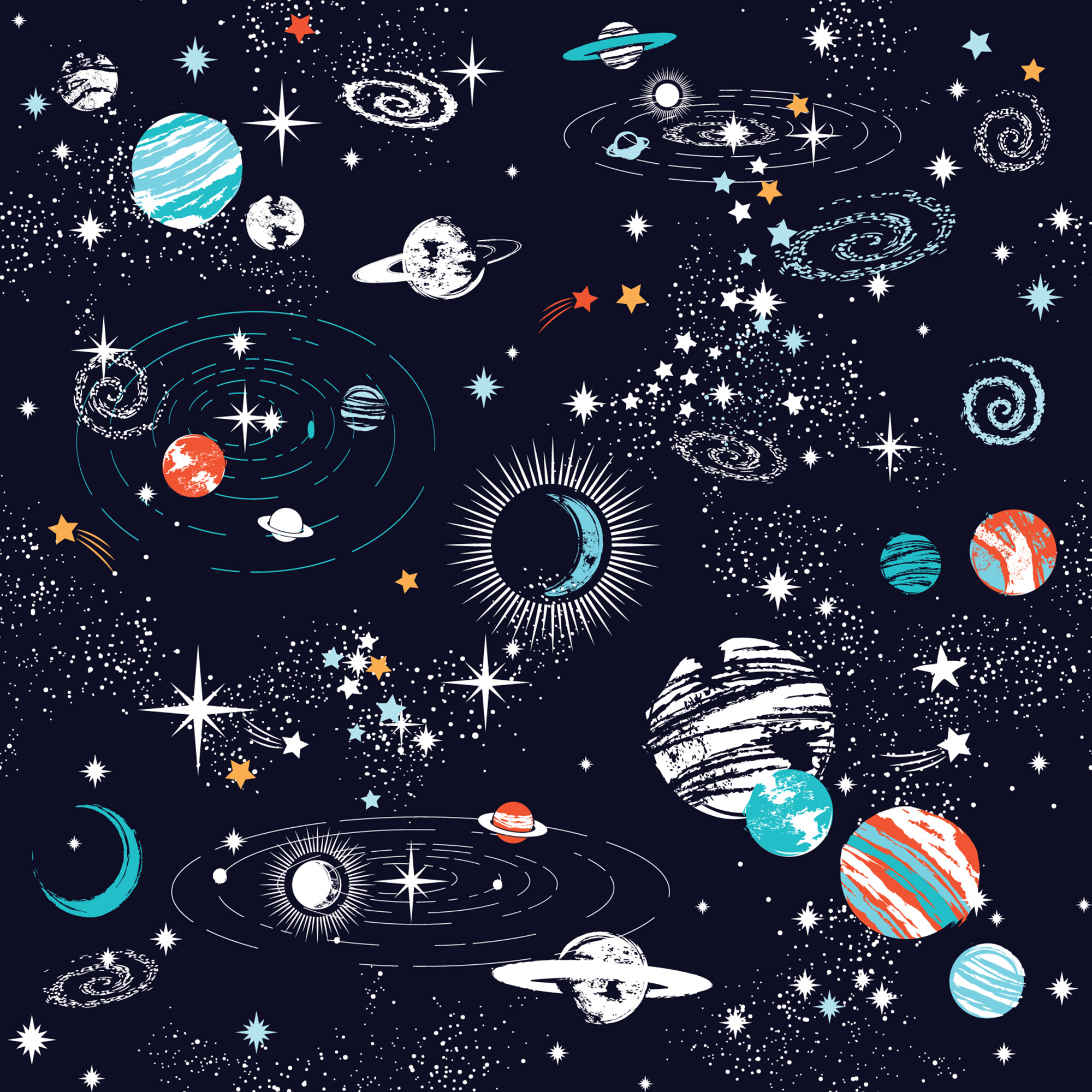 Space Planets Constellation Removable Wallpaper 10'L x 24''W