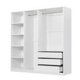 thumbnail image 5 of Open Style Storage Wardrobe, Wooden Wardrobe Cabinet with 5 Storage Shelves, 2 Hanging Rod and 3 Drawers, Free Standing Doorless Storage Cabinet Closet for Bedroom, White, 5 of 9