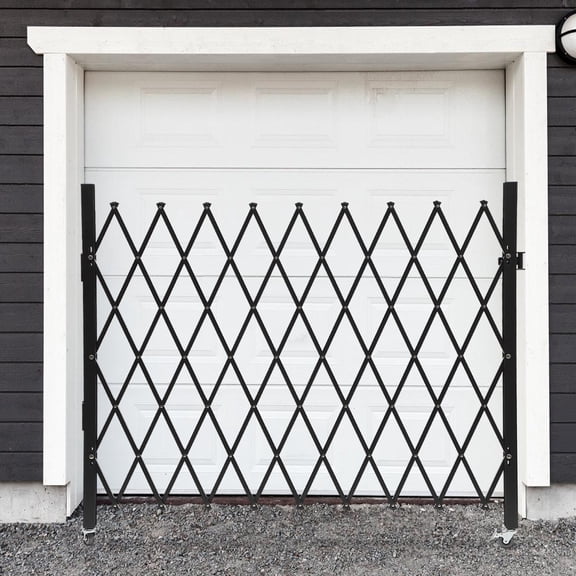 Single Folding Security Gate Folding Door Gate, Steel Accordion Safety Gates with Lock, 360° Rolling Barricade Gate, Flexible Expanding Scissor Gate with Aluminum Alloy Mesh for Garden