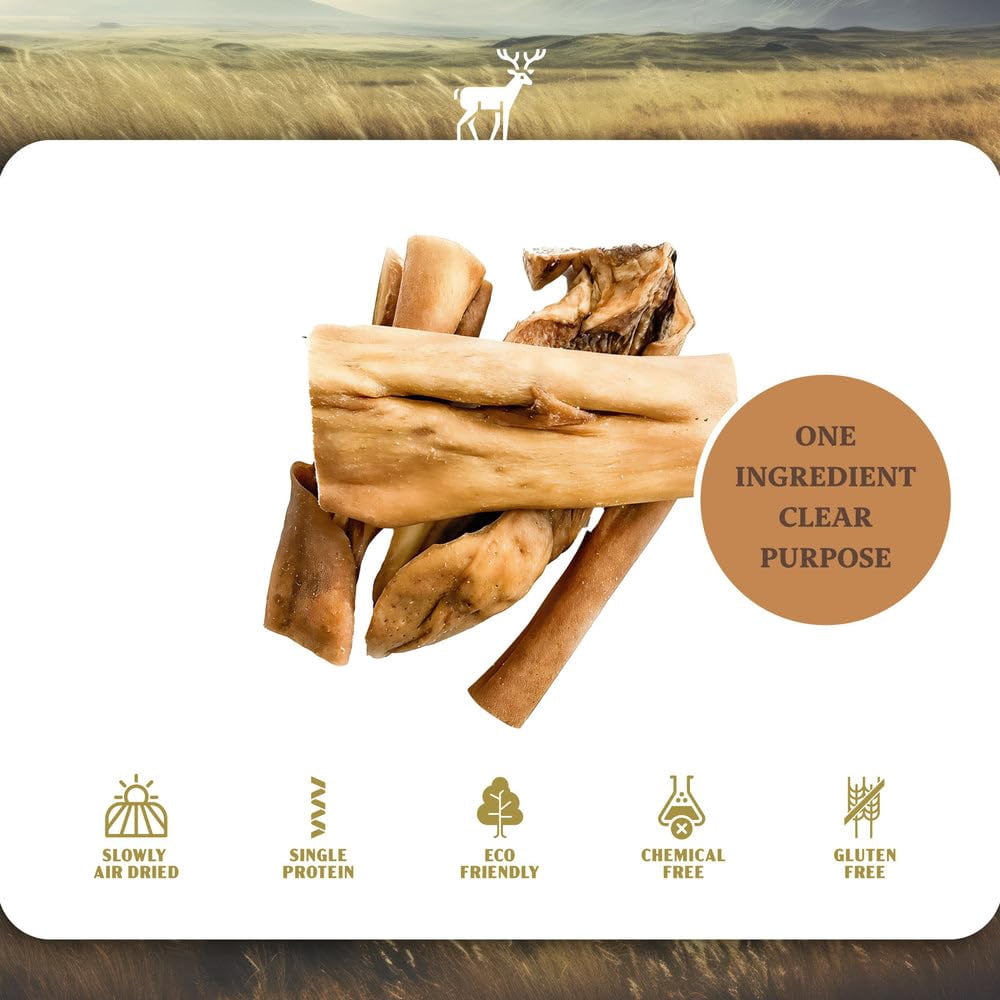 Oldfield Naturals Deer Skin Strips Dog Treats, Venison Dog Chews, Air Dried Hair-Free Deer Skin, Single Ingredient High Protein Natural Dog Chews for Sensitive Dogs, 2.2 lb
