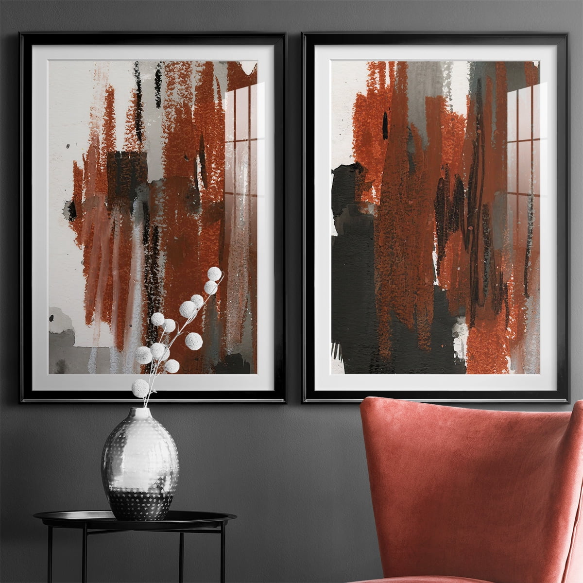 Wexford Home Loft Pastel V Premium Framed Print, 30.5" x 42.5" - Ready to Hang, Black (Set of 2)