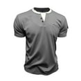 thumbnail image 4 of Kakii Men's Layered Look Henley T-Shirt, Double Collar Short Sleeve Top with Half Button Placket & Chest Pocket, 4 of 8