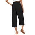 thumbnail image 4 of Tianiyouqing Linen Pull on Capri Pants for Women Lightweight High Waist Drawstring Stretch Cropped Pants Elastic Comfy Work Gauchos Pants with Pockets Black XL, 4 of 9