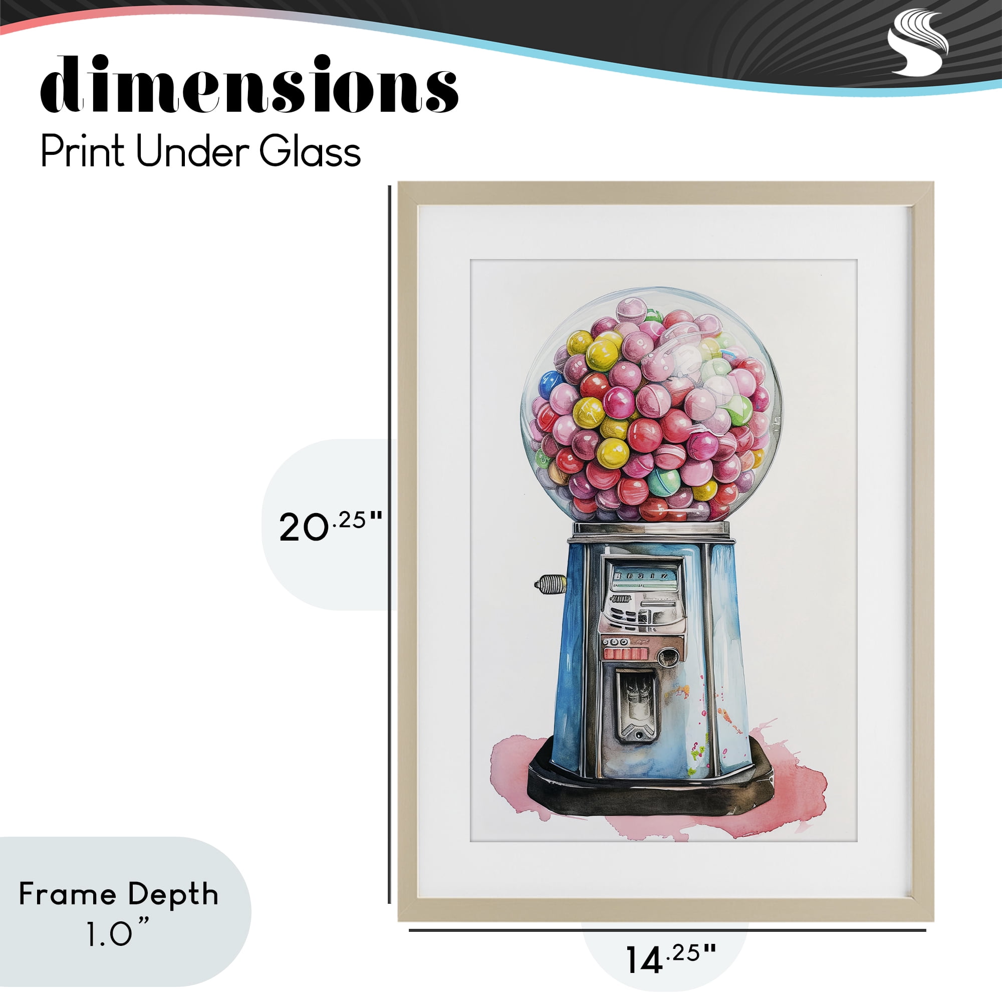 Stupell Industries Retro Gumball Machine Birch Framed Print Under Glass, design by Ray Powers