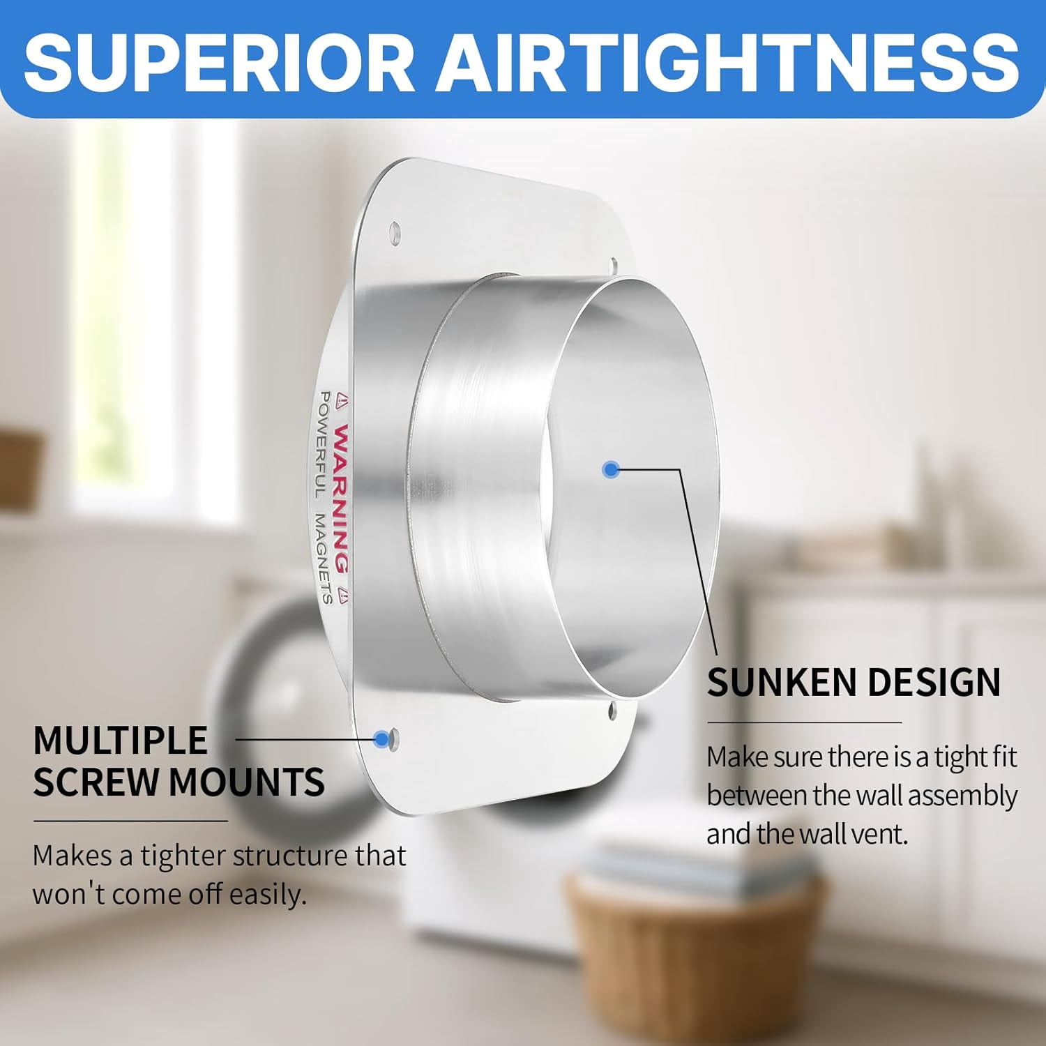 Magnetic Dryer Vent Coupling Connector Kit, DV180 Airtight Seal Coupling, Strong Magnet Quick Connection Self-Alignment Easy to Clean Included a 3ft 4" Duct & 2 Clamps