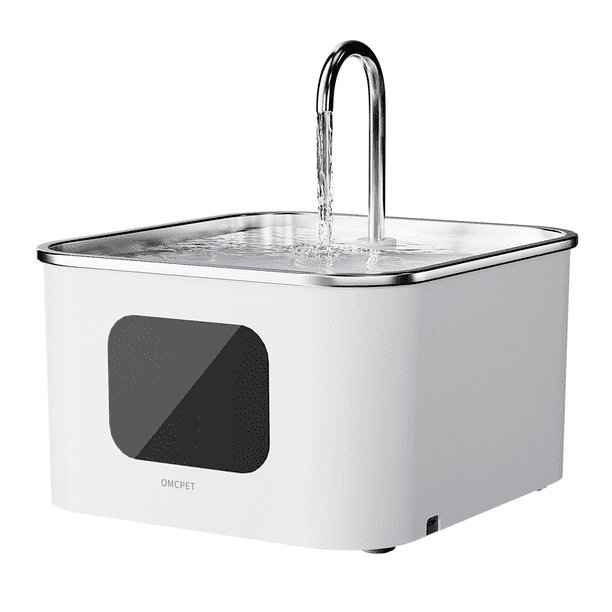 OMCPET Fuente de agua para gatos y perros, 4L de acero inoxidable, tranquila fuente de agua para mascotas y gatos, fácil de limpiar, dispensde agua para mult-mascotas