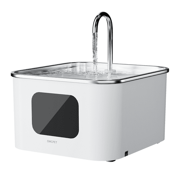OMCPET Fuente de agua para gatos y perros, 4L de acero inoxidable, tranquila fuente de agua para mascotas y gatos, fácil de limpiar, dispensde agua para mult-mascotas
