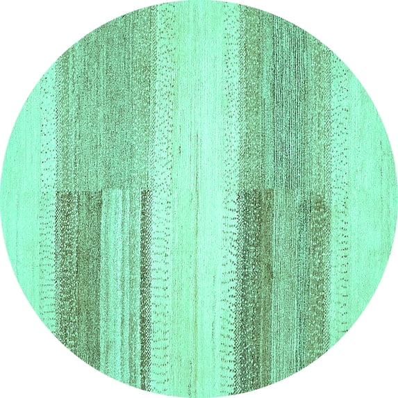 Ahgly Company Indoor Round Solid Turquoise Blue Modern Area Rugs, 8' Round