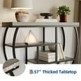thumbnail image 3 of Mesa consola industrial y rústica de 4 niveles para sala – Estructura metálica geométrica – Estantes abiertos – Perfecta para entrada, pasillo o detrás del sofá – Ahorro de espacio – Color gris., 3 of 6