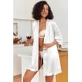 thumbnail image 5 of Ekouaer Women's Short Silk Robes Bride Bridesmaid Kimono Satin Bathrobe V Neck 3/4 Sleeve Sleepwear with Pockets, 5 of 6