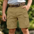thumbnail image 2 of Kids Boys Solid Color Cargo Shorts Knee Length Multiple Pockets Casual Style Stylish Bottoms for Summer Outdoor Activities Yellow 5 Years-6 Years, 2 of 6