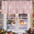 thumbnail image 5 of Valance Curtains for Kitchen Windows Merry Chrismas Winter SnowflakeRod Pocket Valance White Snowflakes on PinkShort Window Curtain Topper for Bedroom Living Room Bathroom 54x18in, 5 of 7