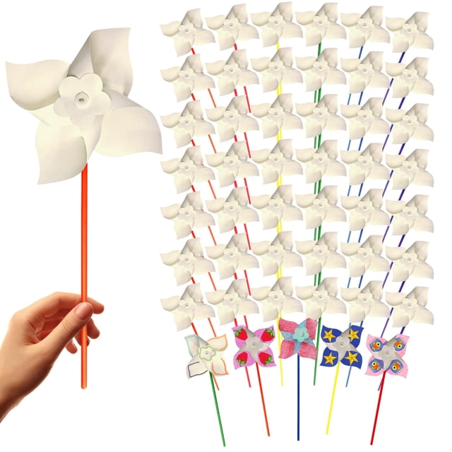 Molinillos de viento para niños, novedosos, de Craft Kit 4E (paquete de 48)