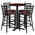thumbnail image 3 of Flash Furniture 30'' Round Mahogany Laminate Table Set with X-Base and 4 Ladder Back Metal Barstools - Burgundy Vinyl Seat, 3 of 4