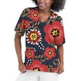 thumbnail image 4 of TAIAOJING Women Scrubs Tops Short Sleeve V Neck Floral Printed Top Nursed Working T Shirts Blouse With Pockets, 4 of 4