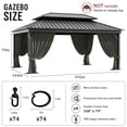 thumbnail image 2 of Pakunoda 14' X 6.5' Gazebo Universal Replacement Privacy 4-Panel Curtains, Waterproof Outdoor Curtains Grey Sidewall with Zipper for Patio 12' X 16' Gazebo Garden Backyard, Curtain Only, 2 of 8