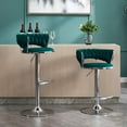 thumbnail image 2 of IVV Swivel Bar Stools Set of 2, 23.6"-32" Height-Adjustable Modern Bar Chairs with Velvet Woven Back and Chrome Metal Base, for Kitchen Island, Cafe, Bar Counter (Green), 2 of 10